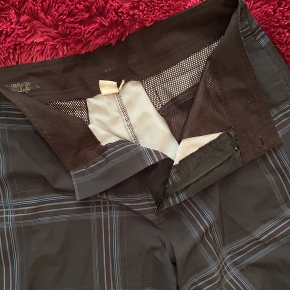 Ocean Current plaid black, grey, ice blue shorts - Picture 4 of 15